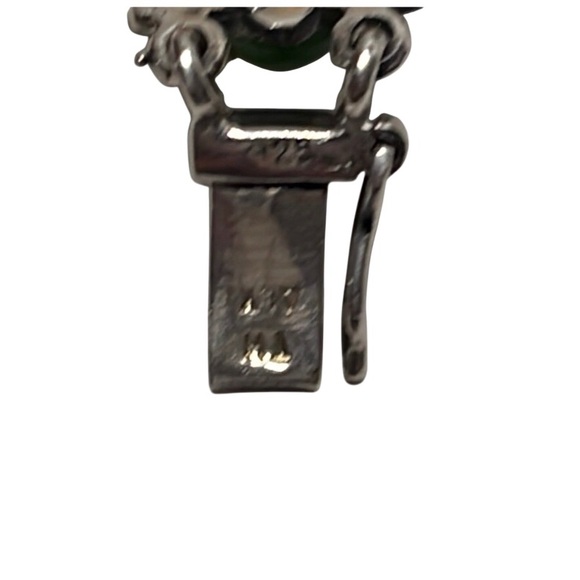 Vintage Sterling Silver, Jadeite Jade & Marcasite Clasp Bracelet. - Picture 3 of 3